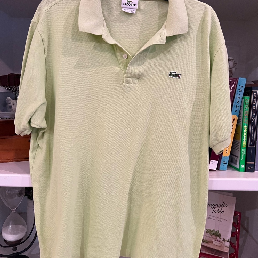 Lacoste men’s yellow Green Polo Shirt Classic Design Relaxed Fit Sz 7